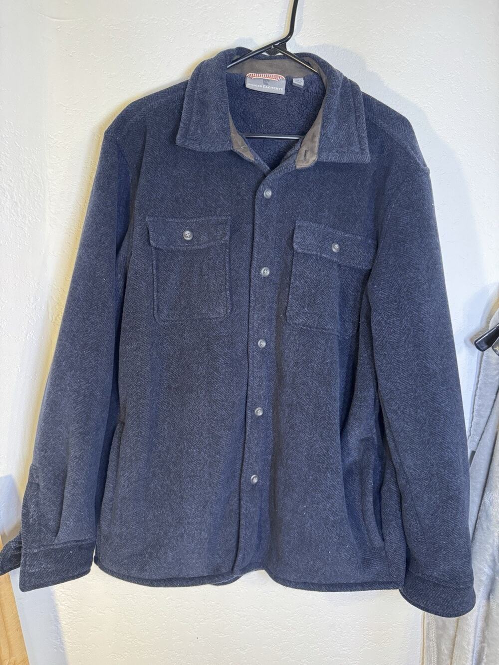 Rugged Elements Men's Sweater Fleece Over Shirt Shacket Navy Blue Sz LARGE